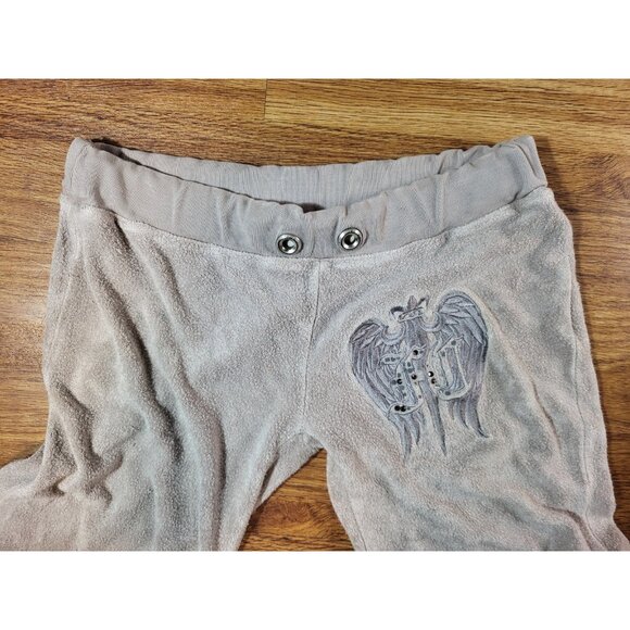 Faith Connexion Beige Velour Embroidered Embellished Pants Size XS Y2K - Picture 3 of 6